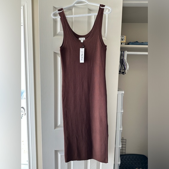 Brown ribbed bodycon dress - Picture 1 of 3